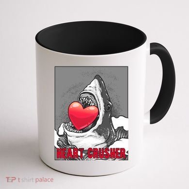 Heart Crusher Valentine's Day Shark Lover Cute Gift Coffee Mug back