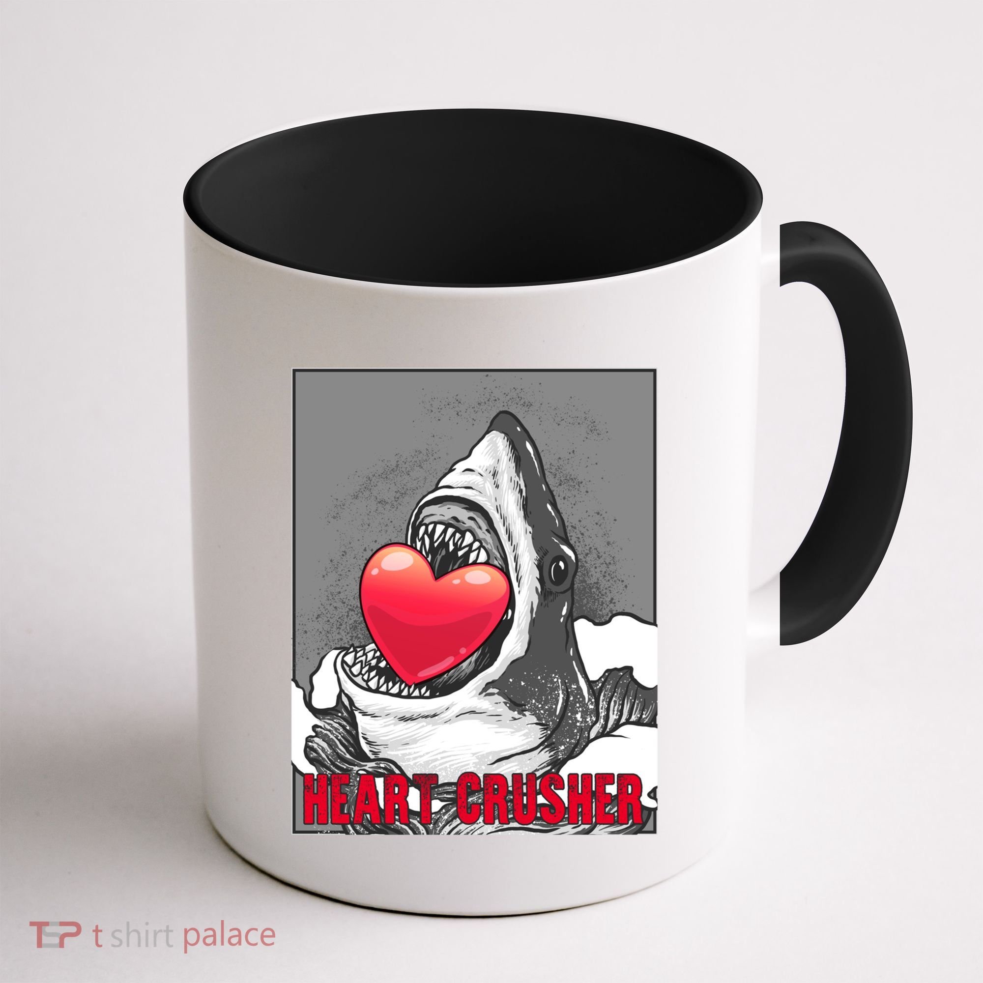Heart Crusher Valentine's Day Shark Lover Cute Gift Coffee Mug