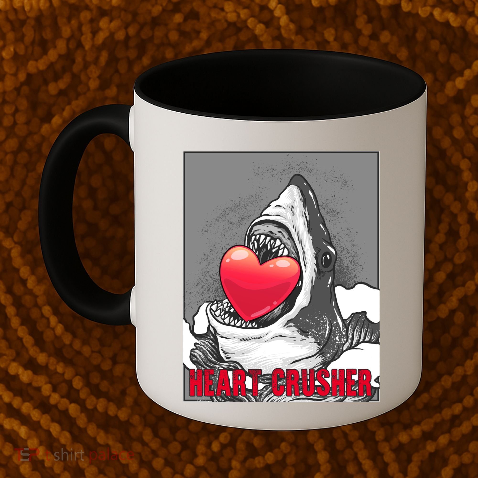 Heart Crusher Valentine's Day Shark Lover Cute Gift Coffee Mug