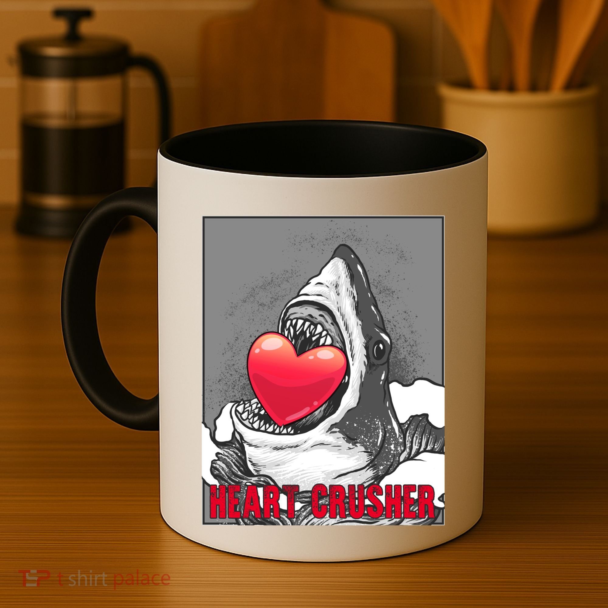 Heart Crusher Valentine's Day Shark Lover Cute Gift Coffee Mug