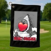 Heart Crusher Valentine's Day Shark Lover Cute Gift Golf Towel thumb 1