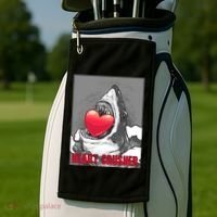 Heart Crusher Valentine's Day Shark Lover Cute Gift Golf Towel thumb 2