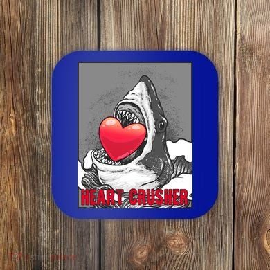 Heart Crusher Valentine's Day Shark Lover Cute Gift Coaster