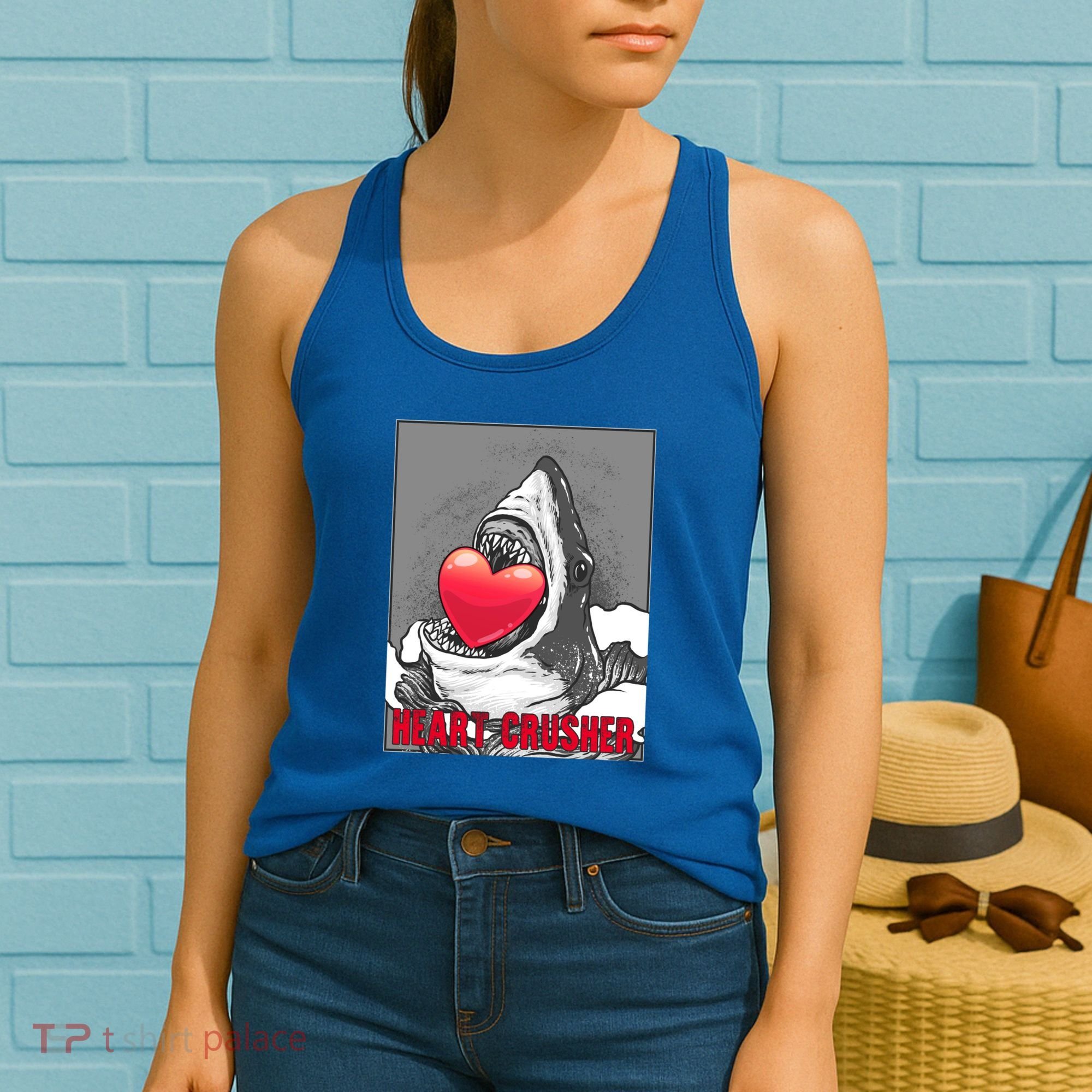 Heart Crusher Valentine's Day Shark Lover Cute Gift Women's Tank Top