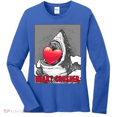 Heart Crusher Valentine's Day Shark Lover Cute Gift Women's Long Sleeve Shirt