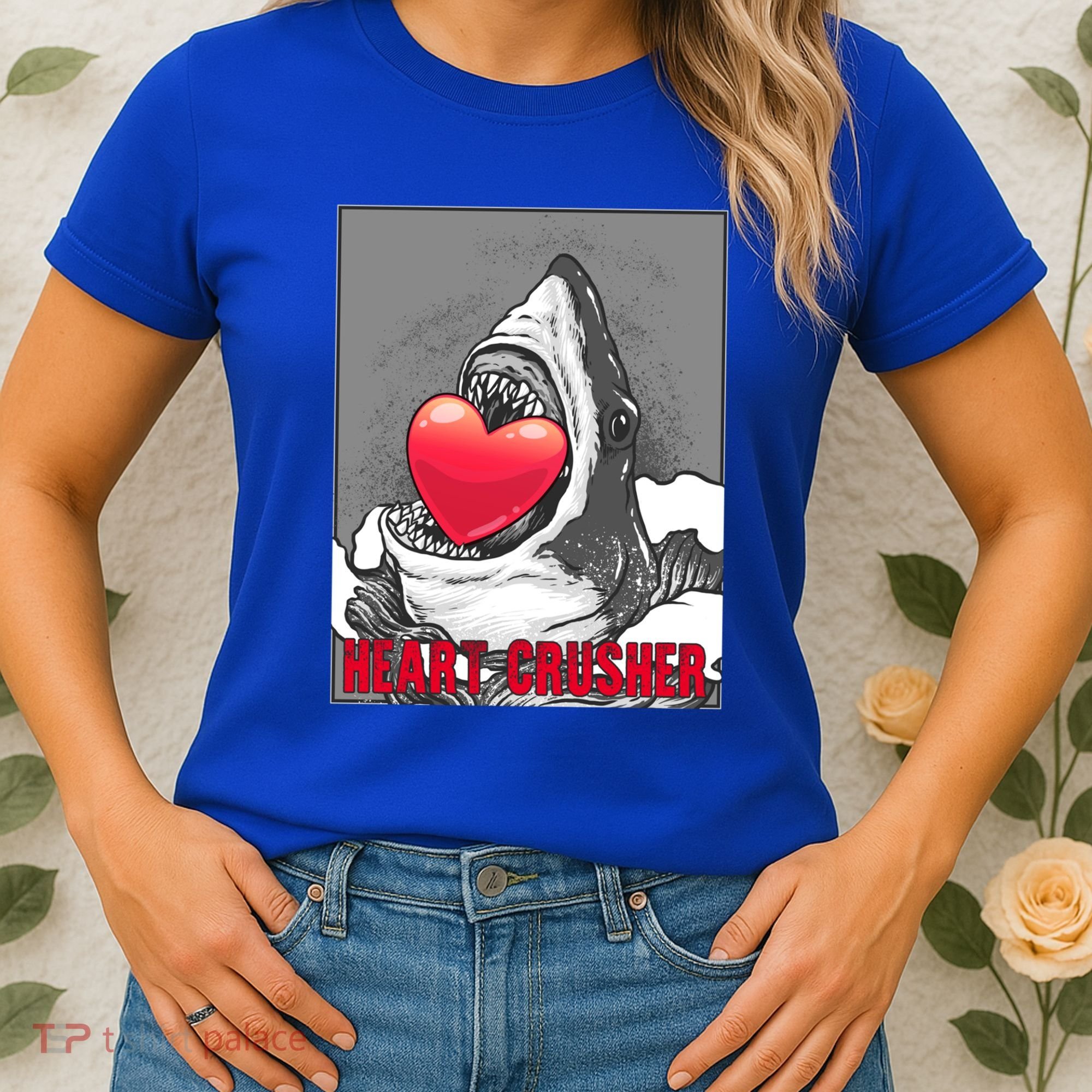 Heart Crusher Valentine's Day Shark Lover Cute Gift Women's T-Shirt
