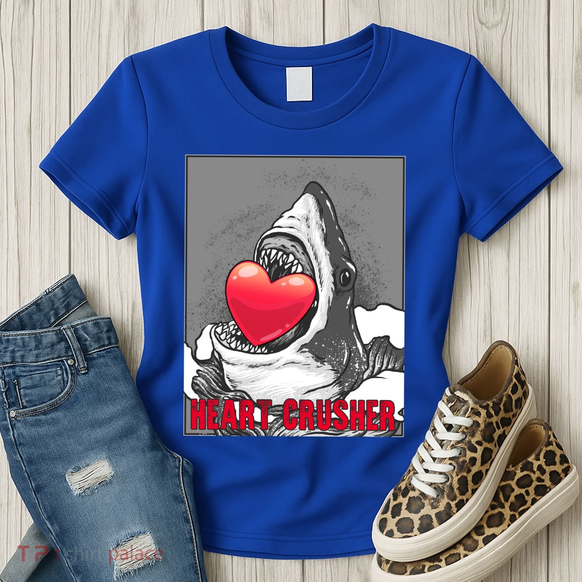 Heart Crusher Valentine's Day Shark Lover Cute Gift Women's T-Shirt