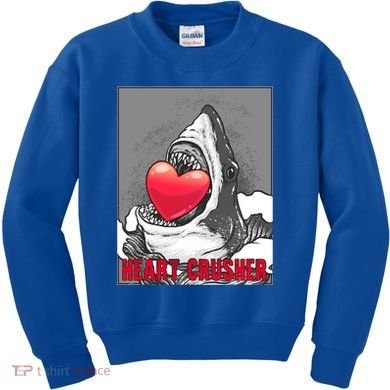 Heart Crusher Valentine's Day Shark Lover Cute Gift Kids Sweatshirt