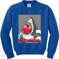 Heart Crusher Valentine's Day Shark Lover Cute Gift Kids Sweatshirt thumb 0