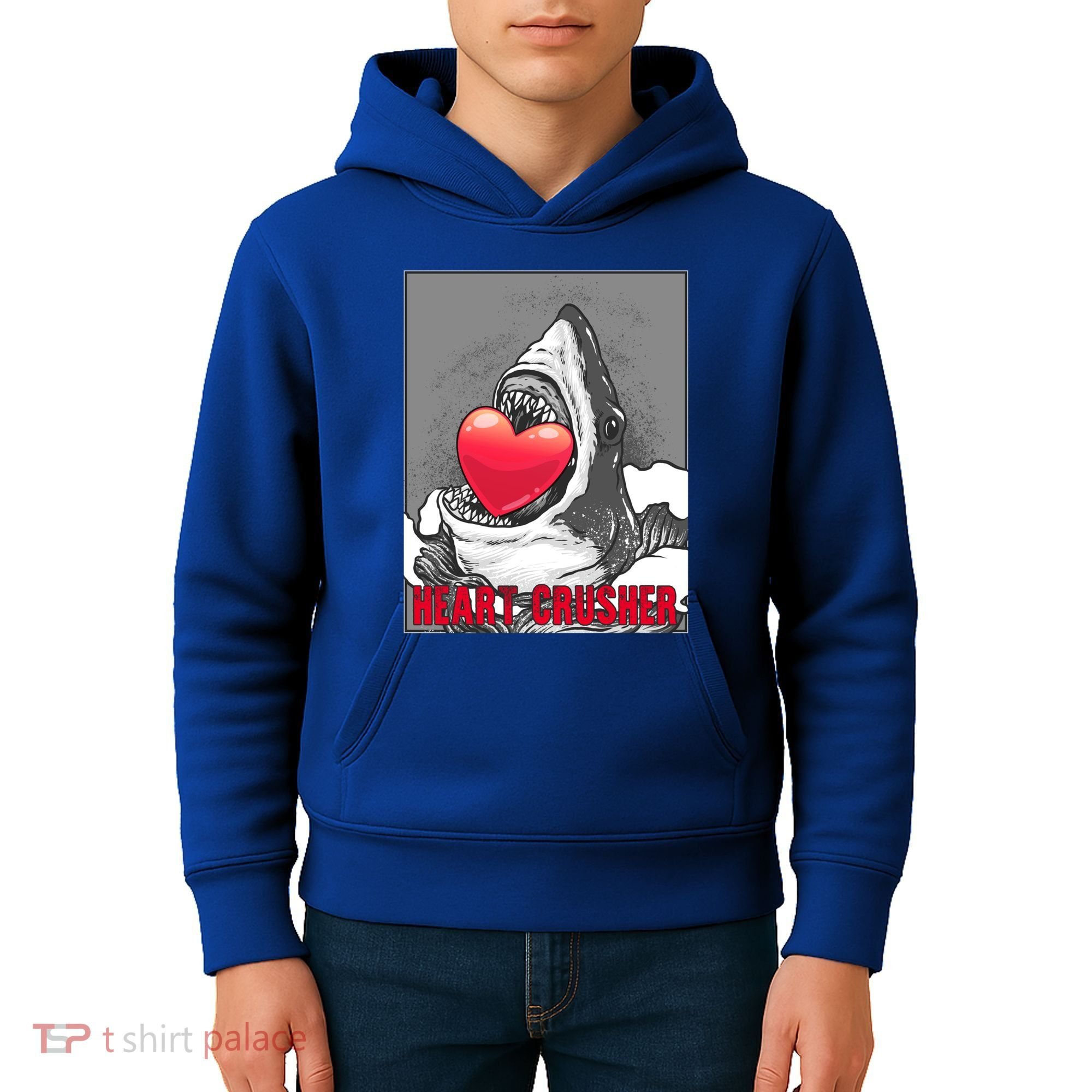 Heart Crusher Valentine's Day Shark Lover Cute Gift Kids Hoodie