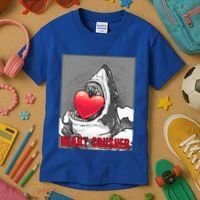 Heart Crusher Valentine's Day Shark Lover Cute Gift Kids T-Shirt thumb 3