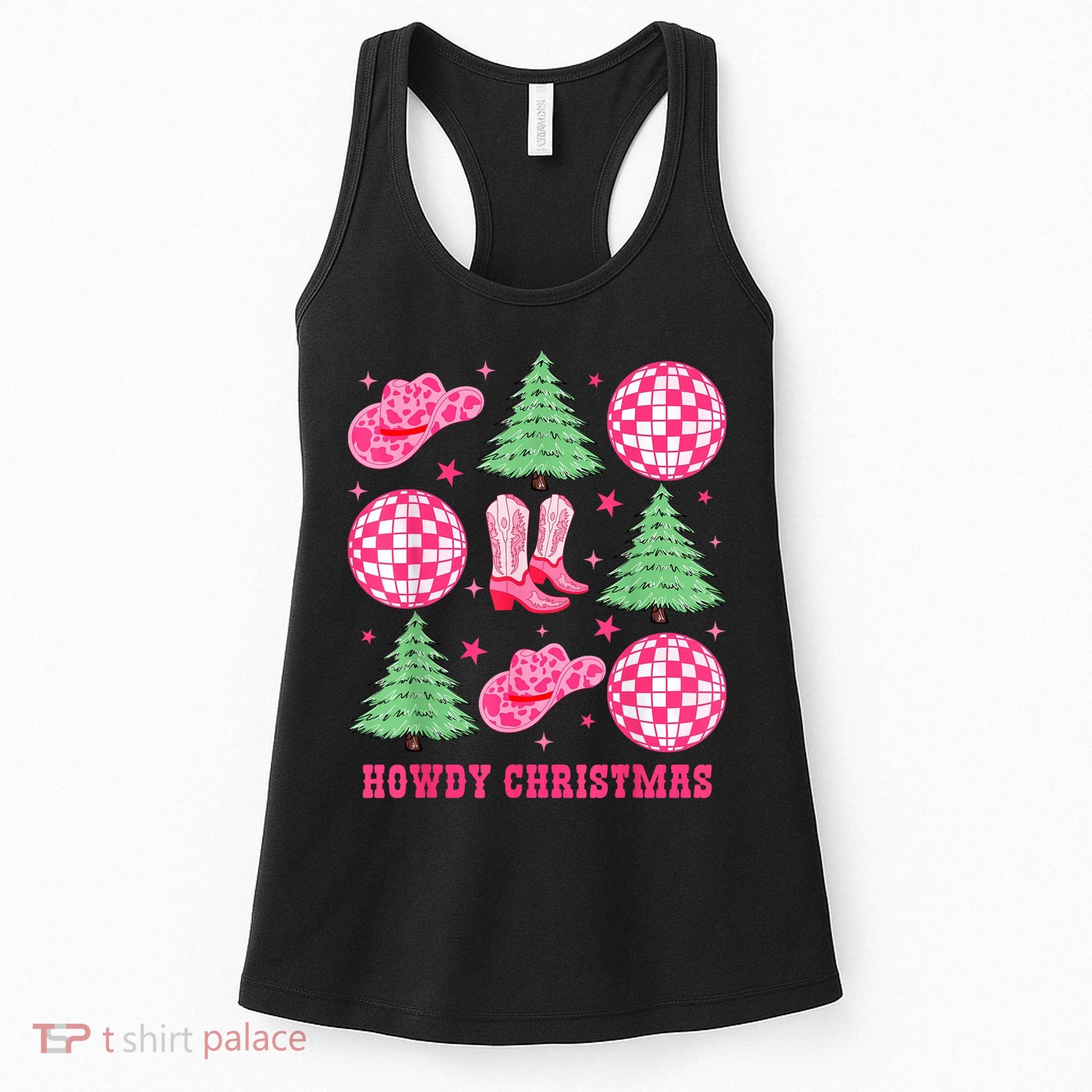 Howdy Christmas Western Cowgirl Boots And Hats Xmas Trees Women's Tank Top