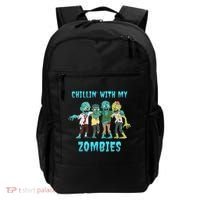 Halloween Chillin With My Zombies Funny Backpack thumb 0