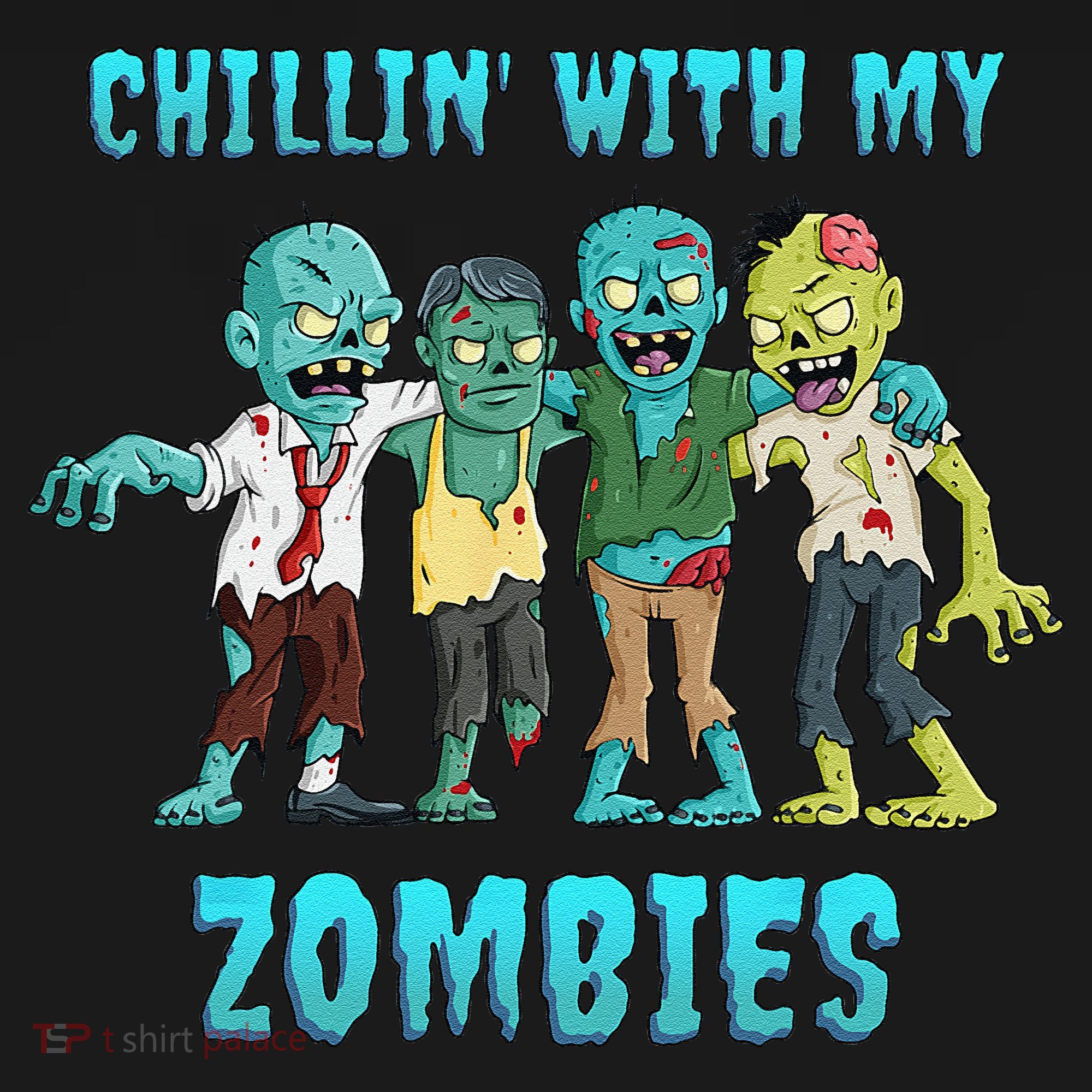 Halloween Chillin With My Zombies Funny Backpack
