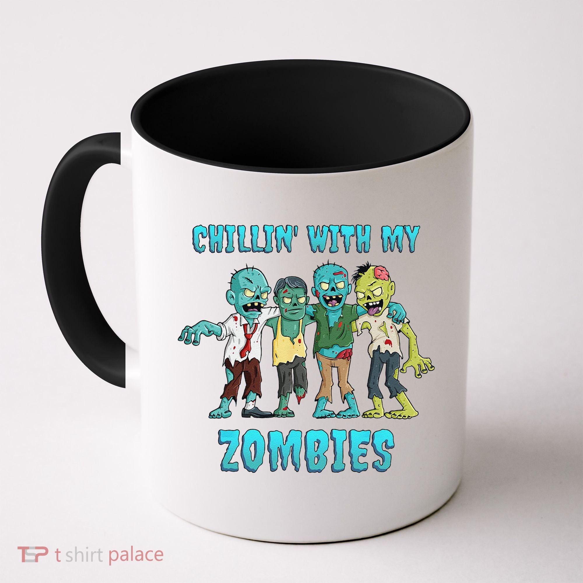 Halloween Chillin With My Zombies Funny Coffee Mug