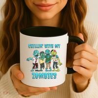 Halloween Chillin With My Zombies Funny Coffee Mug thumb 3