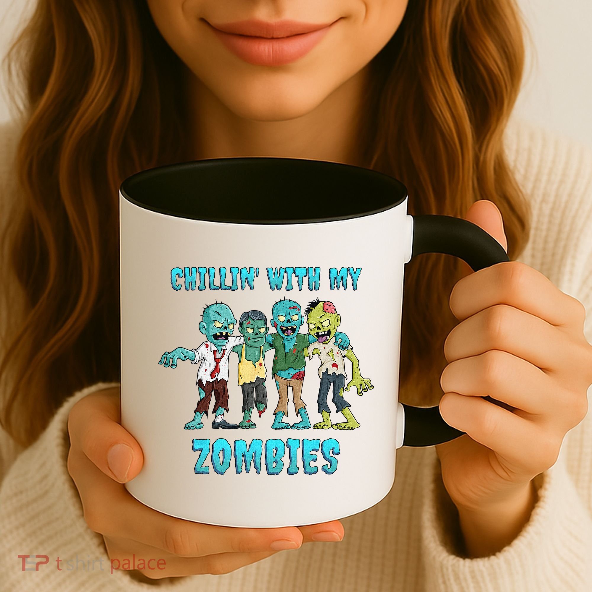 Halloween Chillin With My Zombies Funny Coffee Mug