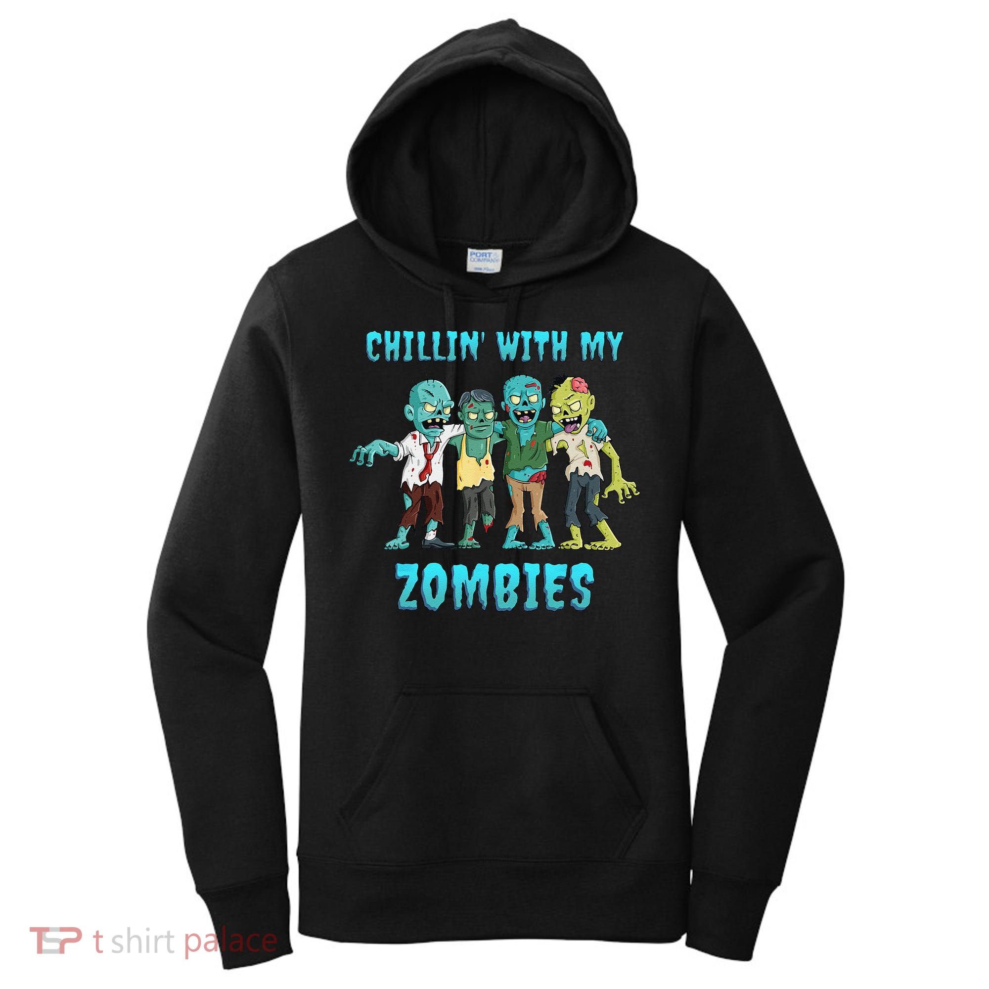 Halloween Chillin With My Zombies Funny Women's Hoodie