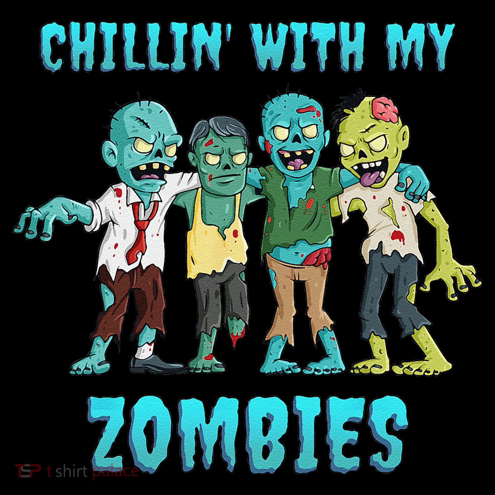 Halloween Chillin With My Zombies Funny Women's Hoodie