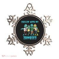 Halloween Chillin With My Zombies Funny Ornament thumb 0