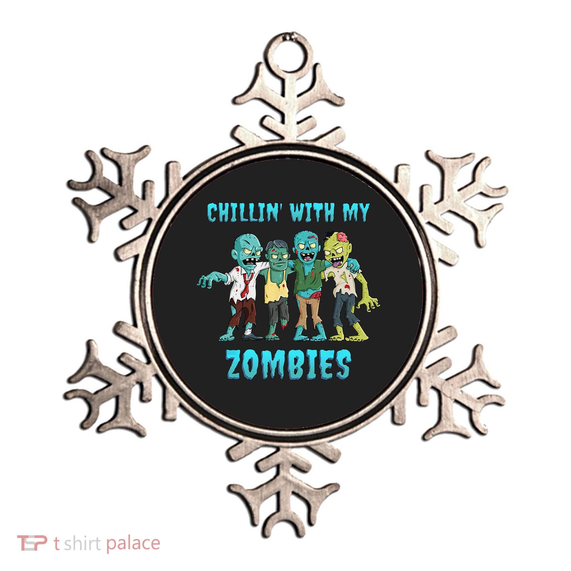 Halloween Chillin With My Zombies Funny Ornament