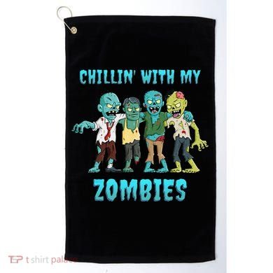 Halloween Chillin With My Zombies Funny Golf Towel
