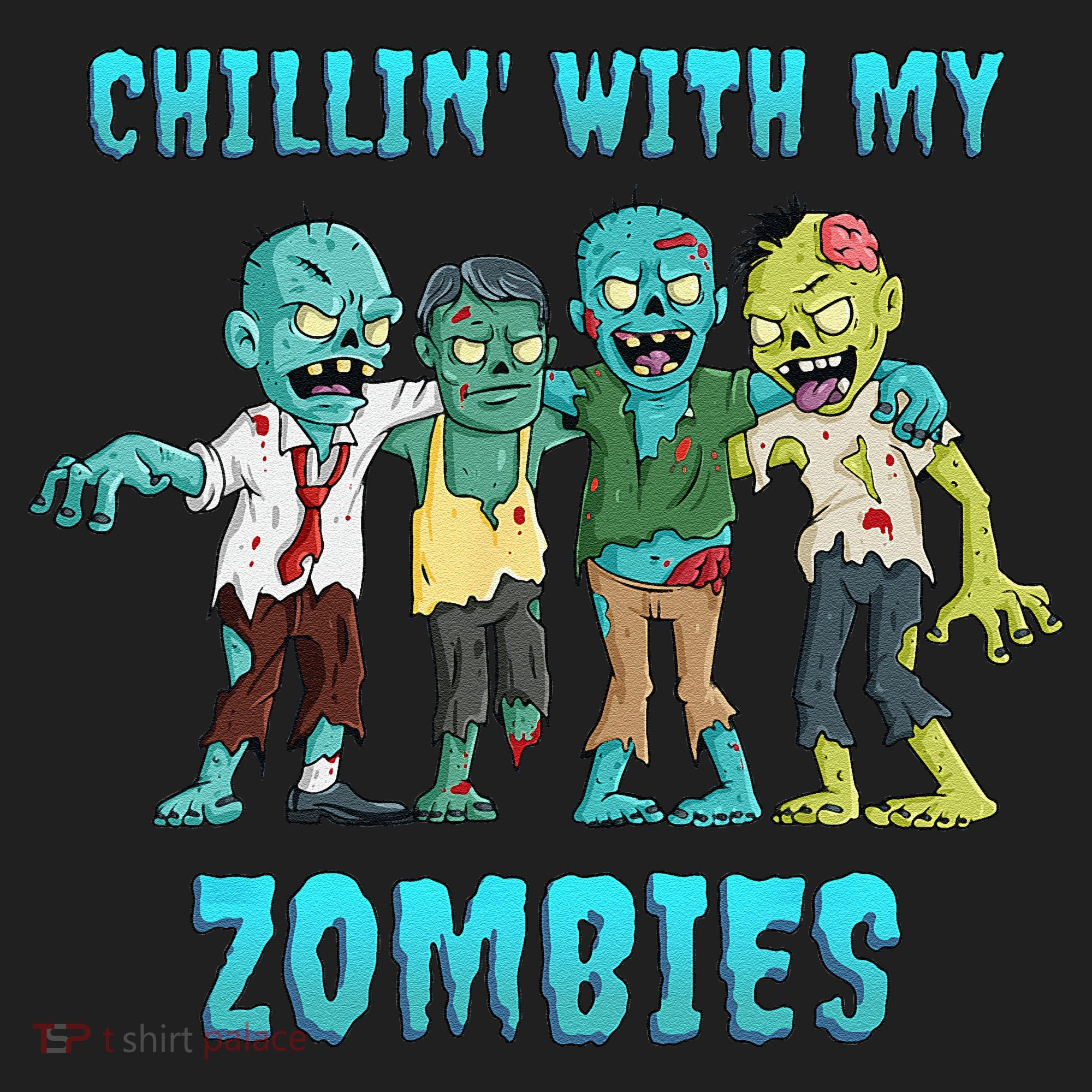 Halloween Chillin With My Zombies Funny Golf Towel