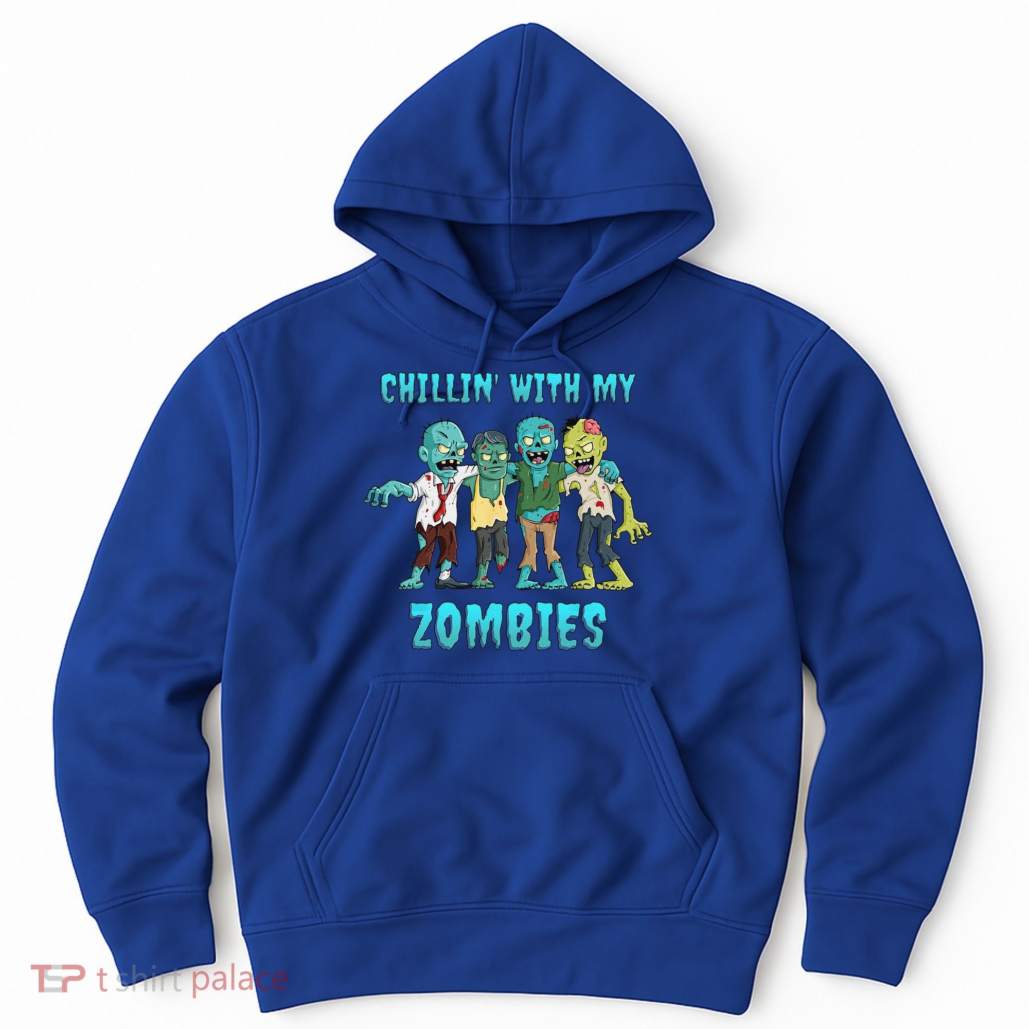 Halloween Chillin With My Zombies Funny Hoodie