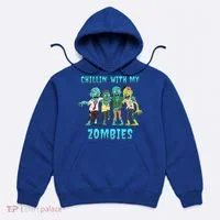 Halloween Chillin With My Zombies Funny Hoodie thumb 0