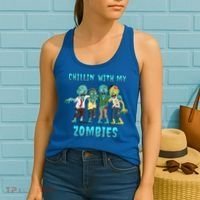 Halloween Chillin With My Zombies Funny Women's Tank Top thumb 2