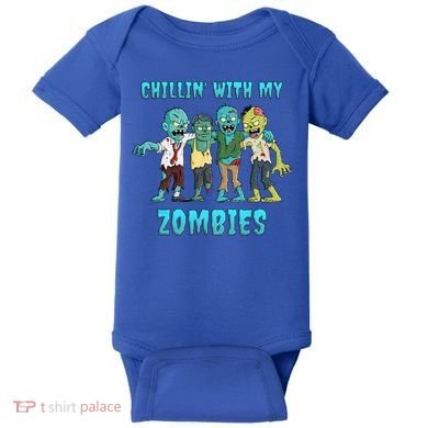 Halloween Chillin With My Zombies Funny Baby Bodysuit