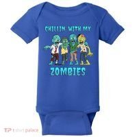 Halloween Chillin With My Zombies Funny Baby Bodysuit thumb 0