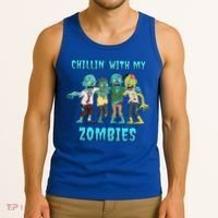 Halloween Chillin With My Zombies Funny Tank Top thumb 3