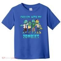 Halloween Chillin With My Zombies Funny Toddler T-Shirt thumb 0