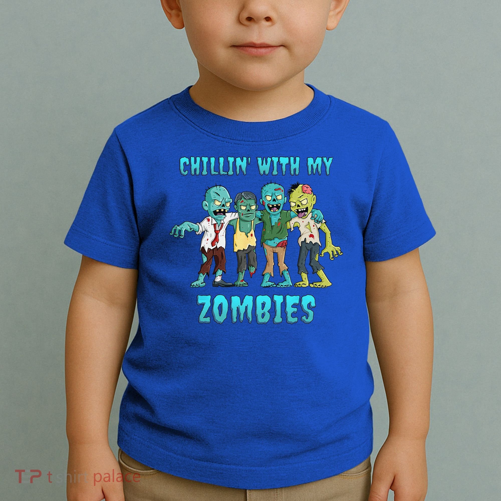 Halloween Chillin With My Zombies Funny Toddler T-Shirt