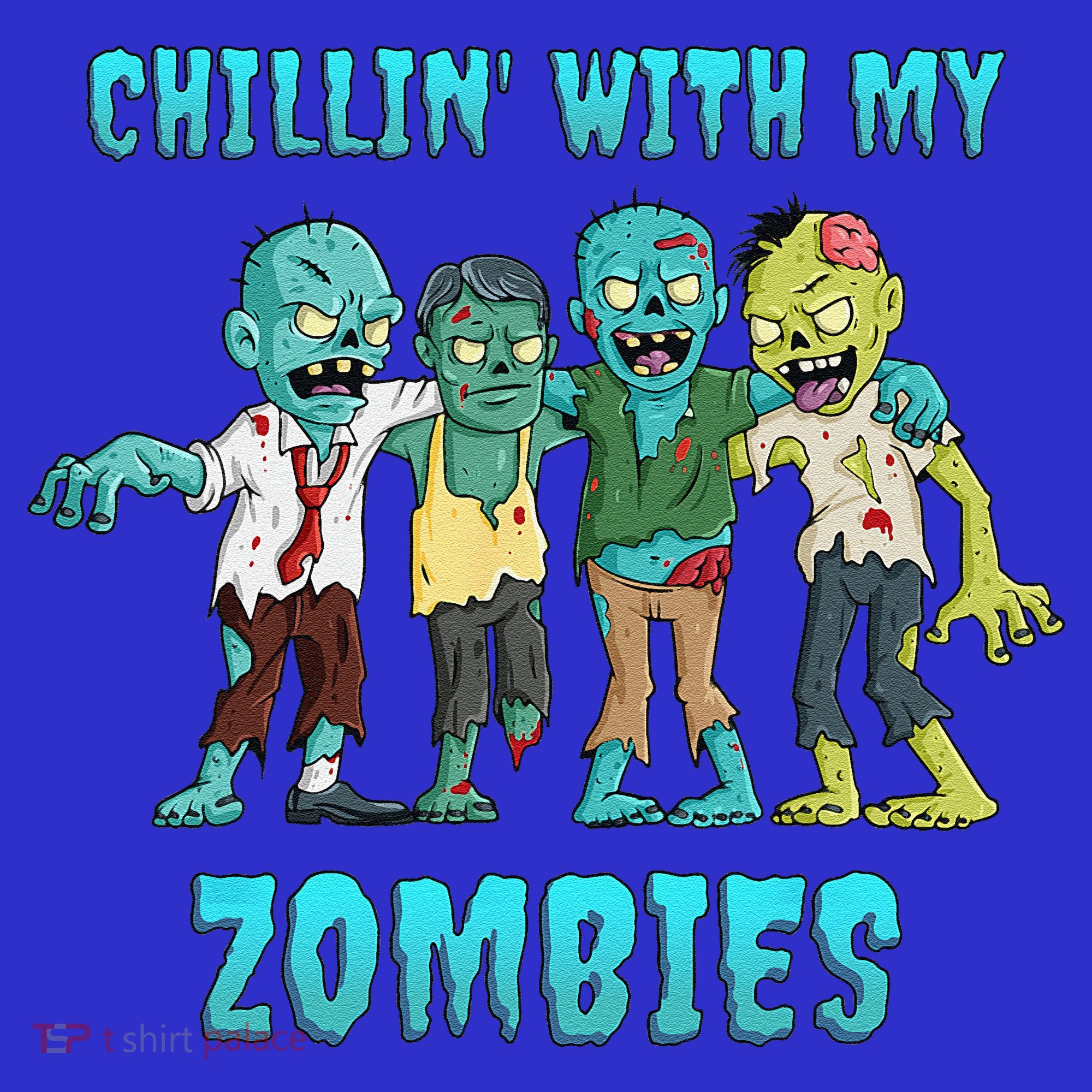 Halloween Chillin With My Zombies Funny Toddler T-Shirt