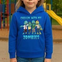 Halloween Chillin With My Zombies Funny Kids Hoodie thumb 3