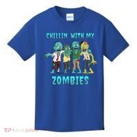 Halloween Chillin With My Zombies Funny Kids T-Shirt thumb 0
