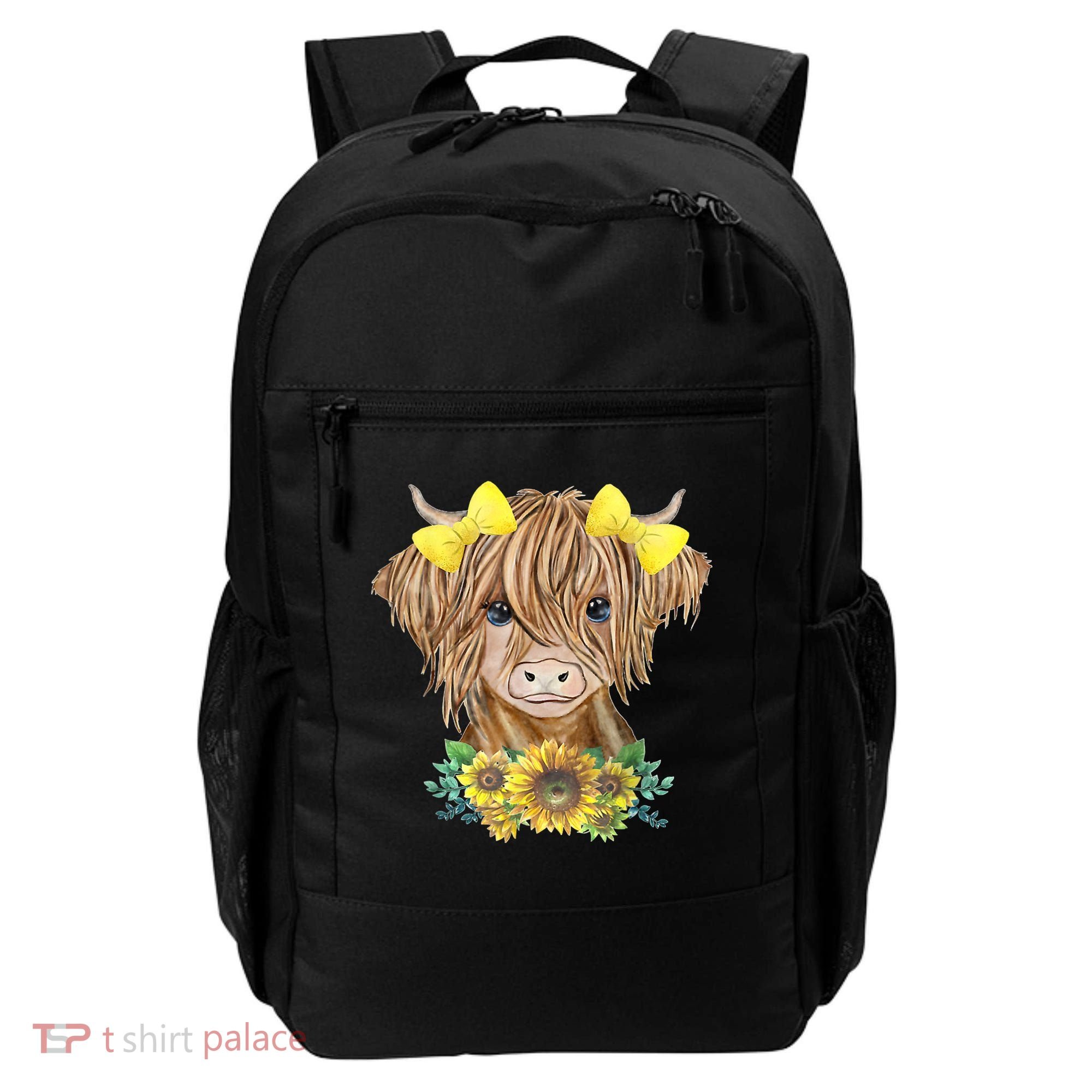 Highland Cow With Sunflowers Backpack
