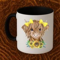 Highland Cow With Sunflowers Coffee Mug thumb 2