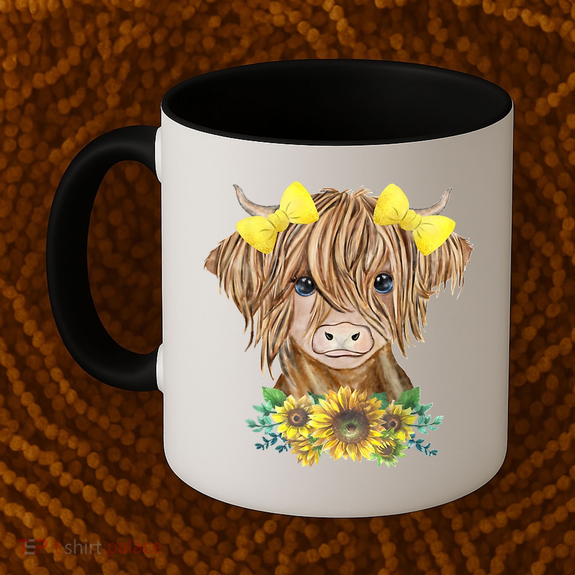 Highland Cow With Sunflowers Coffee Mug