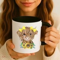 Highland Cow With Sunflowers Coffee Mug thumb 3