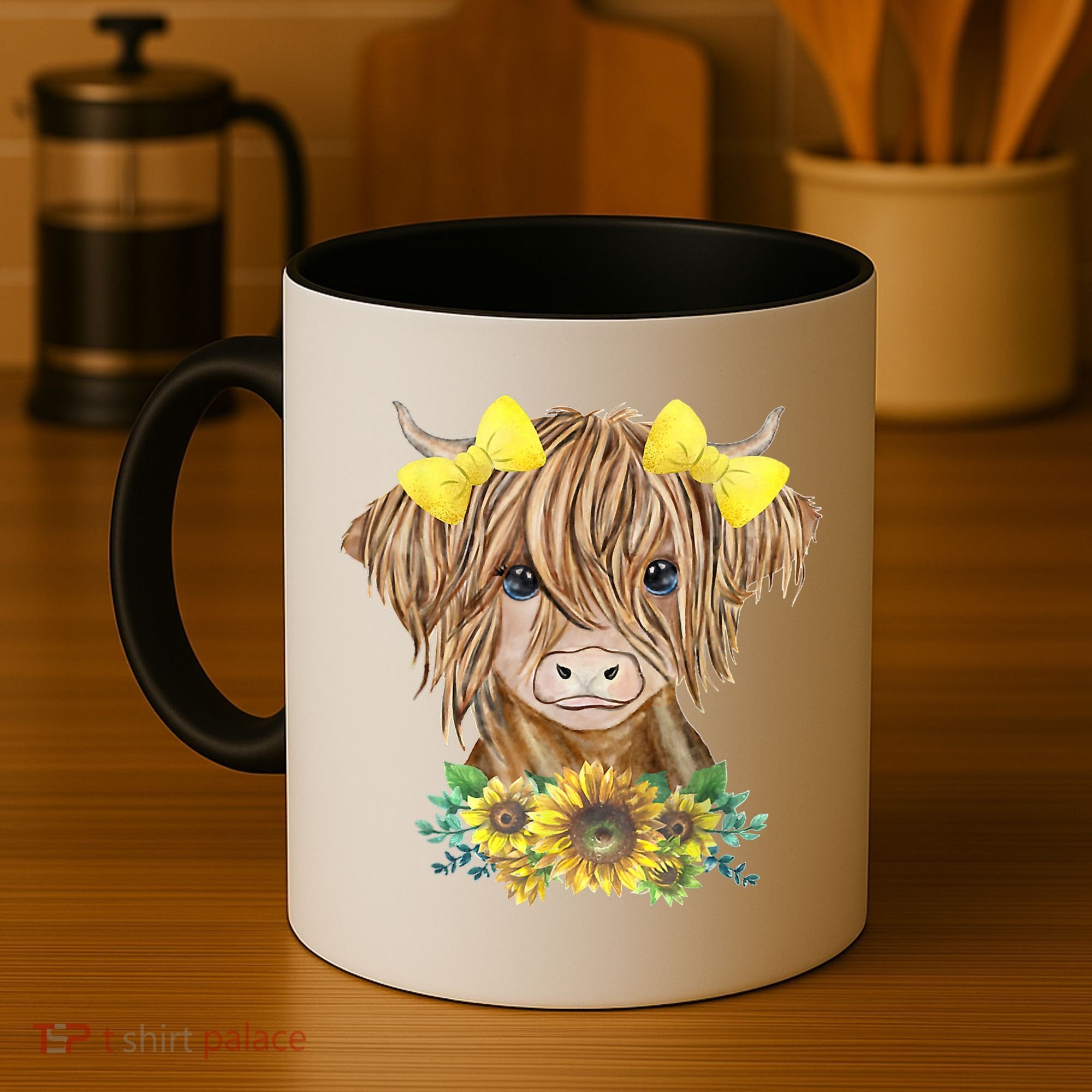 Highland Cow With Sunflowers Coffee Mug