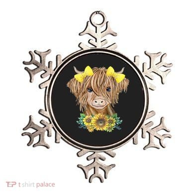 Highland Cow With Sunflowers Ornament