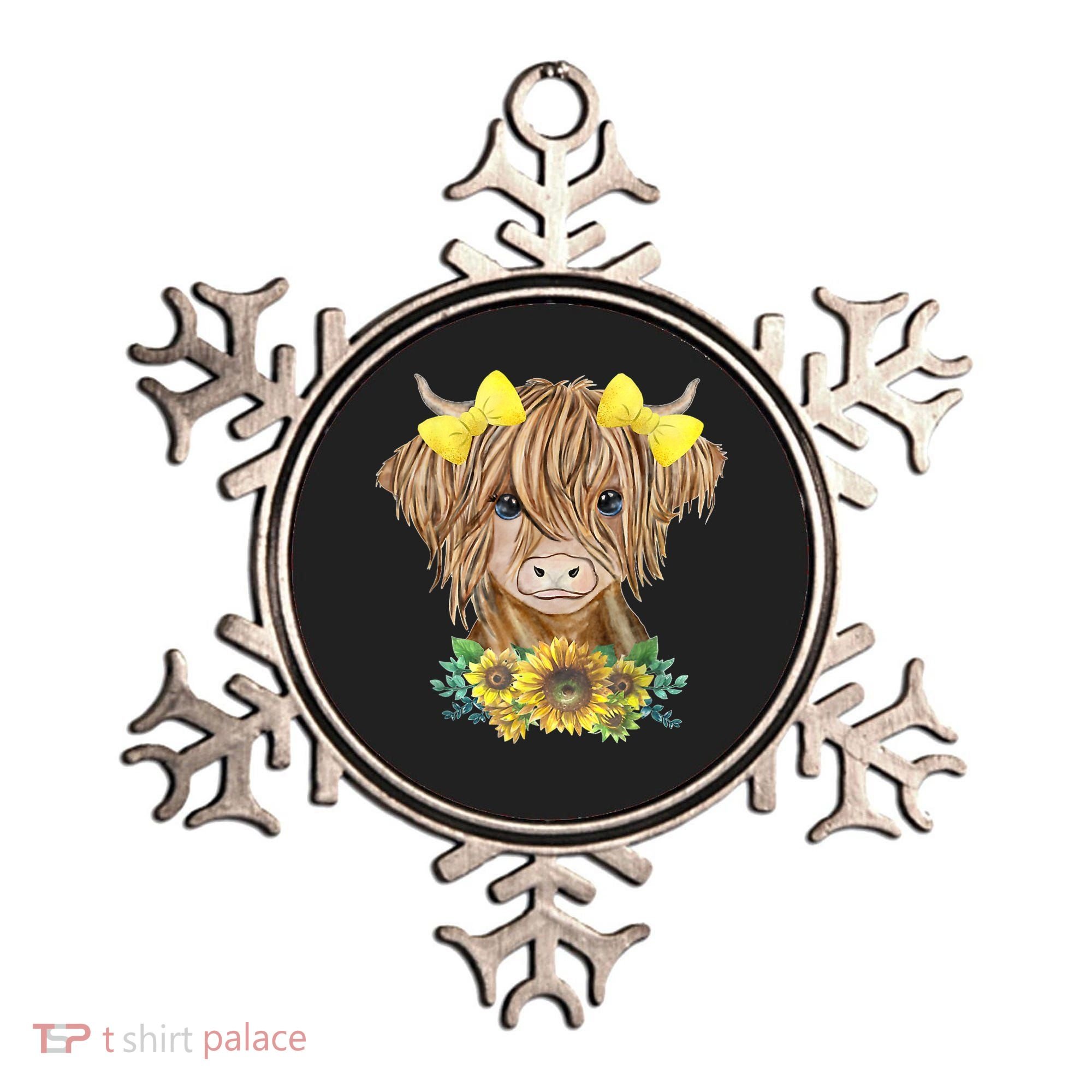 Highland Cow With Sunflowers Ornament