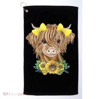 Highland Cow With Sunflowers Golf Towel thumb 0