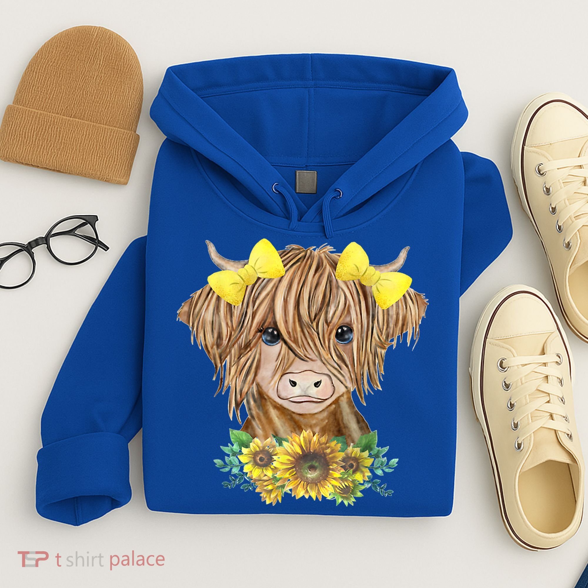 Highland Cow With Sunflowers Hoodie