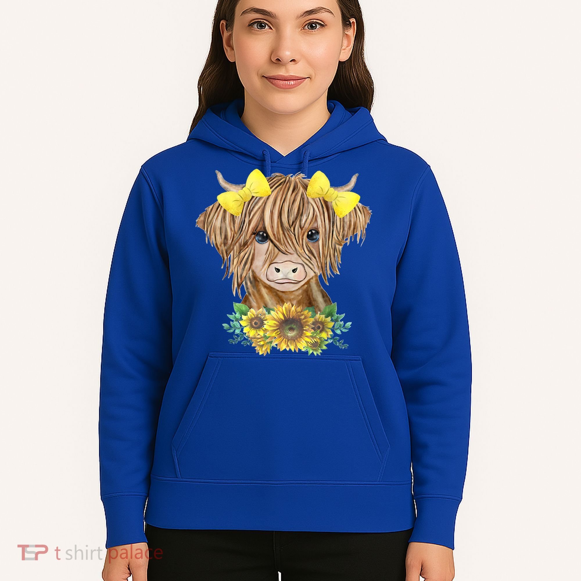 Highland Cow With Sunflowers Hoodie