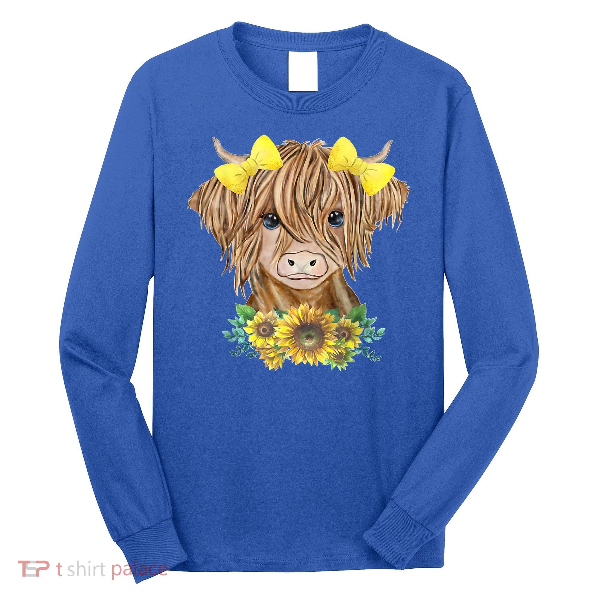 Highland Cow With Sunflowers Long Sleeve Shirt