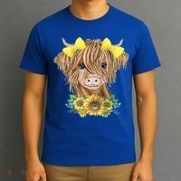 Highland Cow With Sunflowers T-Shirt thumb 3